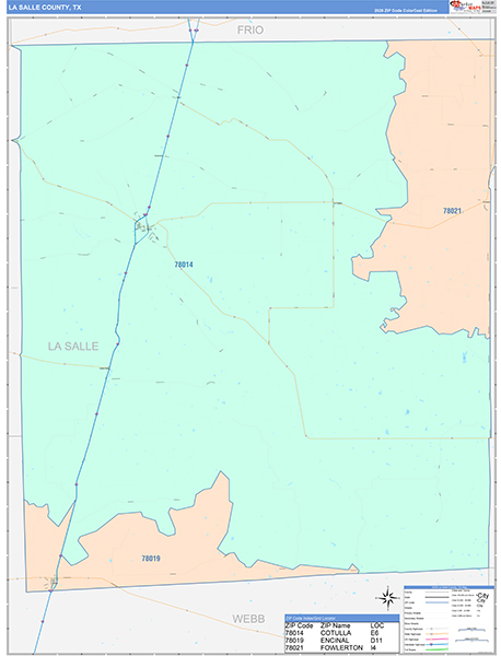La Salle County, TX Zip Code Map